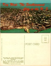 Florida Key West Aerial View of City Ocean Marina Boats Vintage Postcard - $9.40