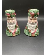 Vintage Christmas Santa Claus Ceramic Candle Stick Holders Set - $15.13