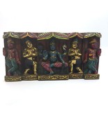 Hand-carved India Colorful Decorative All Wood Wall Hanging Panel Plaque... - $148.50