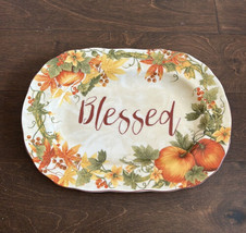 222 Fifth Fall Thanksgiving Blessed Serving Platter New Pumpkin Vine - $39.98