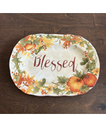 222 Fifth Fall Thanksgiving Blessed Serving Platter New Pumpkin Vine - £31.37 GBP