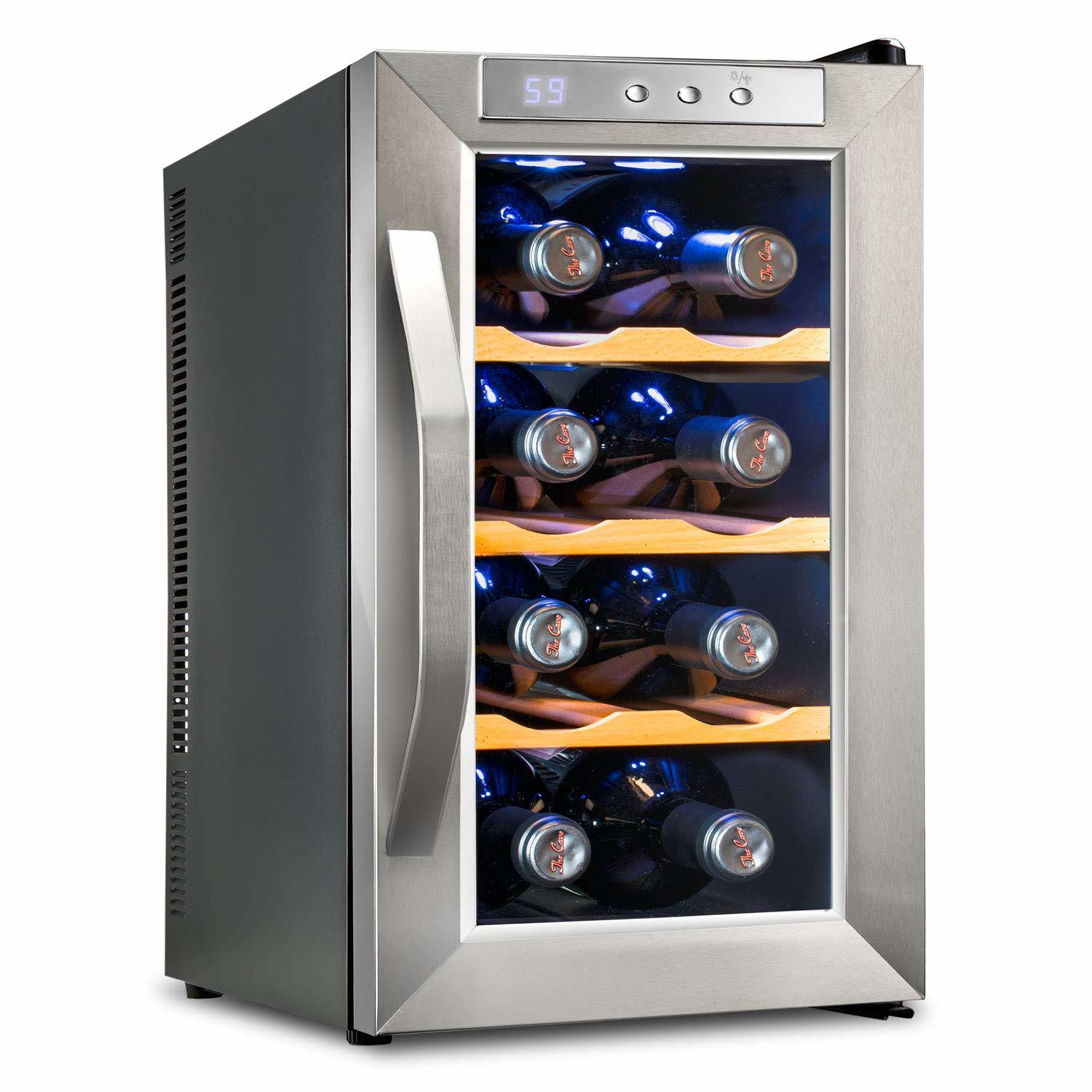 Ivation 8 Bottle Thermoelectric Wine Cooler/Chiller - Stainless Steel - Counter