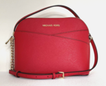 New Michael Kors Jet Set Travel Medium Dome Crossbody Leather Bright Red... - $94.91