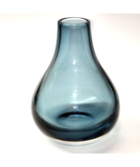 KROSNO Poland 6” Art Glass Bottle Vase - Smokey Teal - Heavy Hand Blown ... - $18.79