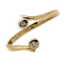 SwaraEcom Yellow Gold Plated Round CZ Adjustable Bypass Toe Ring for Women - £16.07 GBP