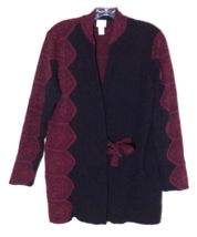 Chicos Women Size 2 US Large Open Front Jacket Cardigan Sweater Burgundy... - $24.70