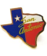 San Antonio Texas Lapel Pin Red White Blue State Outline Metal Vintage - £8.59 GBP