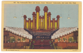 Vtg Postcard-Tabernacle Choir &amp; Organ, Great &quot;Mormon&quot; Tabernacle-UT-Line... - $3.40