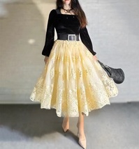 Layered Tulle Lace Skirt Yellow Wedding Lace Tulle Skirt Holiday Skirt Plus Size image 4