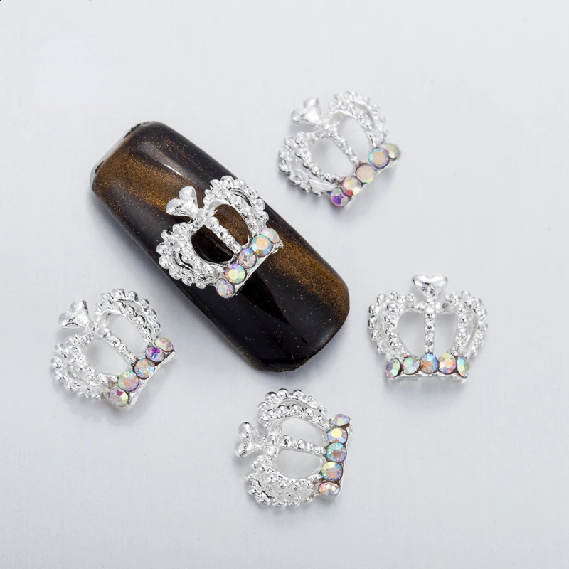 10Pcs Metal AB Colored Diamonds Large Crown Glitter Rhinestones Nails Ch... - £8.79 GBP+