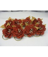 Vintage Handmade Napkin Rings Set of 8 Rust Brown w White Dot Beaded Pol... - €21,10 EUR