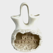 3d Sculpted Village Indian Pottery Wedding Vase 8&quot; Sun Rise Native American - £44.36 GBP