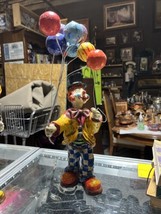 Paper Mache Clown Parachute Handpainted Mexico Vintage 15” Yellow Jacket - £55.16 GBP
