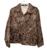 Chico’s Jacket Womens XL/16 (Chico’s 3) Brown Black Cotton Blend Used Un... - $375.15 MXN