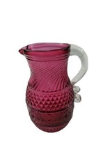 Vintage Pilgrim Cranberry Glass Vase Pitcher Bennington Pattern Creamer - $12.86