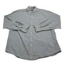 IZOD Shirt Mens XL Blue Yellow Check Long Sleeve Button Up Dress - $18.69