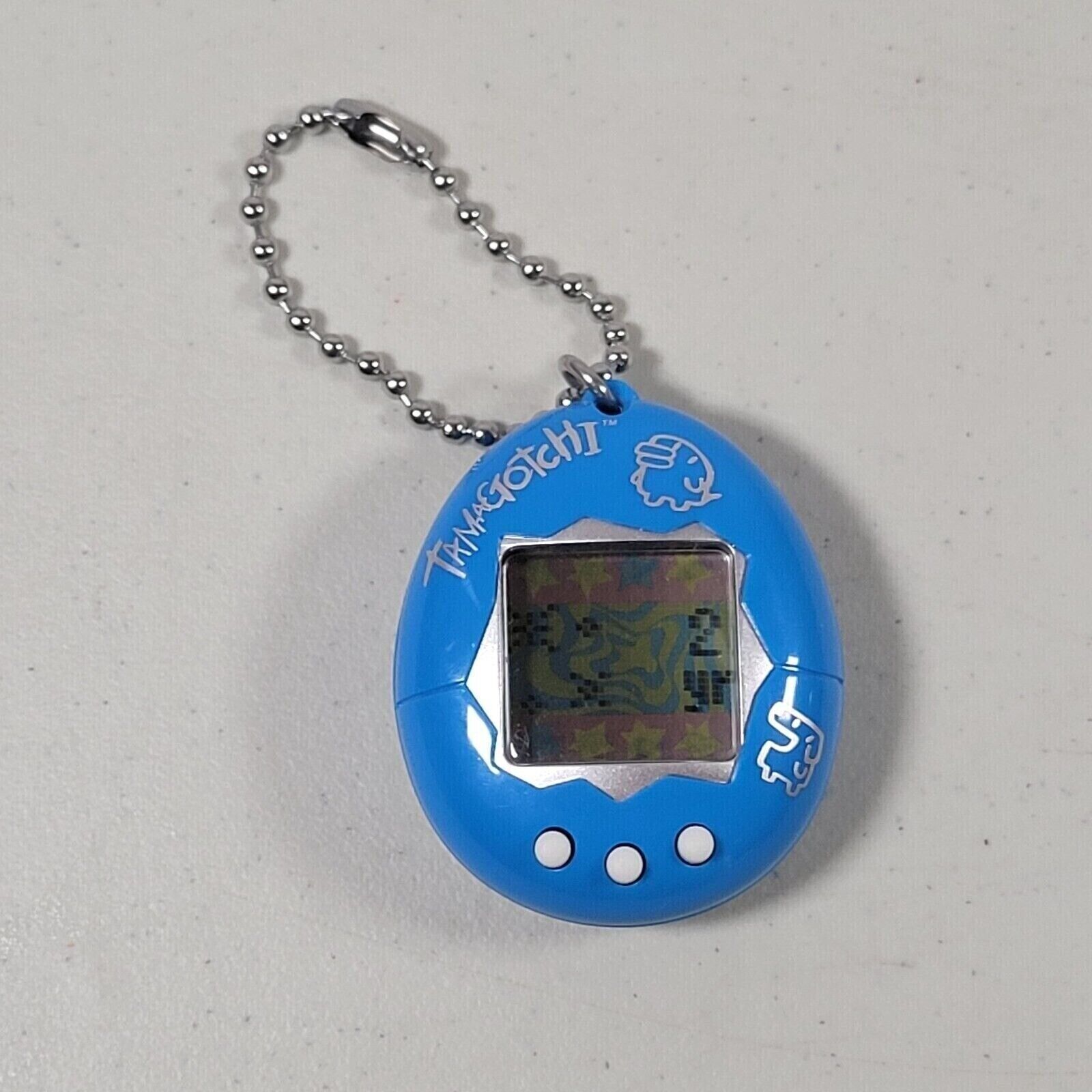 Tamagotchi Keychain Blue w/ Silver Logo Virtual Reality Pet & Ball 2017 Bandai - £14.94 GBP