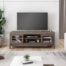 53 In. Gray Wood TV Stand Fits Tvs up to 60 In. with Storage Doors - £157.83 GBP