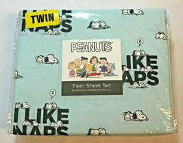 Berkshire I Like Naps Snoopy Peanuts Blue Twin Sheet Set New - $29.99