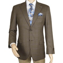 Mens sport Coat APOLLO KING Window Pane 100% Wool super 150&#39;s C14 Brown ... - $99.99