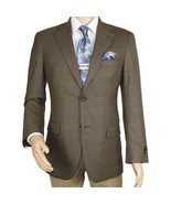 Mens sport Coat APOLLO KING Window Pane 100% Wool super 150&#39;s C14 Brown ... - $1,880.92 MXN