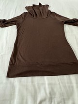 Cato Women's Brown Cowl Neck Short Sleeve Pullover Blouse Sweatshirt Size Medium image 6