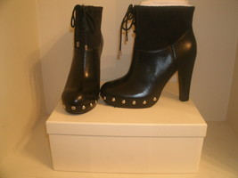 Coach A7061 EDIVA Black Signature Lace Up Leather Ankle Boots Women New - $148.50+