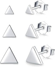 Sterling Silver Stud Earrings for Men &amp; Women- 3 Pairs Hypoallergenic (3/4/5 mm) - £7.76 GBP