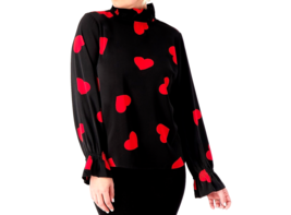 Studio Park x Shawn Killinger Stretch Woven Bow Blouse- Crimson Heart, Large - £22.78 GBP