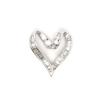 1.75ctw Baguette Cut Diamond Heart Shape Pendant 14K White Gold - £9,873.05 GBP