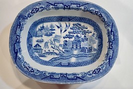 Antique BLUE WILLOW WARRENTED STAFFORDSHIRE IRONSTONE CHINA 8.5&quot;  servin... - $68.31