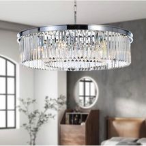 Crystal Chrome Chandelier Modern Lighting Pendant Light Fixture 2-Tier (21.6" W) - $157.91