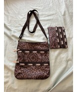 LeSportsac Classic Kylie Crossbody Bag 3 Pocket Black Lace &amp; 3 Zip Cosmetic - $21.78