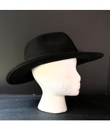 Vtg Black 100 % Wool Brimmed Hat 7 3/8&quot; - $747.17 MXN