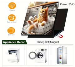 Cute Orange Cat In Bubble Bath Dishwasher Magnet 23"X25.59 image 4