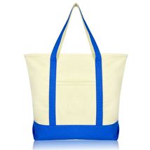 22&quot; Large Cotton Zippered Shopping Grocery Tote Bag - £19.23 GBP
