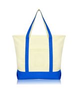 22&quot; Large Cotton Zippered Shopping Grocery Tote Bag - £19.01 GBP
