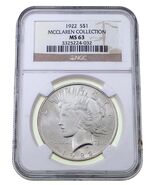 Dollar D&#39;Argent Paix 1922 Noté Par NGC Comme MS-63 Collection McClaren ! - $1,799.74 MXN