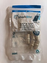 SharkBite 3/4&quot; x 3/4&quot; Straight Brass PEX Coupling, 10 Pack - £5.38 GBP