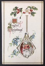 A Joyful Christmas Antique Pc Embossed &amp; Glittery with Santa Claus - £9.59 GBP