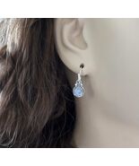 Bezel Moonstone Sterling Silver Earrings, Dainty Drop Jewelry, June Birt... - $797.96 MXN