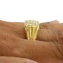 14k Oro Amarillo Chapado Corte Redondo Moissanita Racimo Anillo Hombre Mujer Día - £168.55 GBP