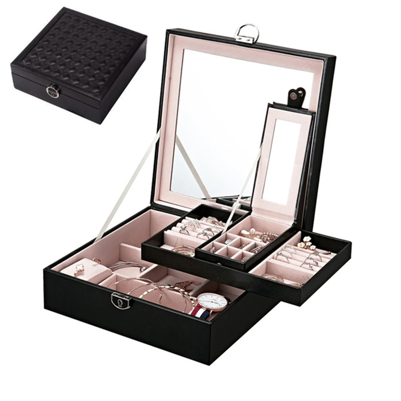 3-in-1 Jewelry Box Organizer Large Leather Storage Gift Case For Earrings Neckla - £88.53 GBP