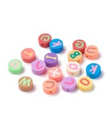 Letter Beads Alphabet Polymer Clay Coin Bulk Assorted Lot 10mm 50pcs - $8.66