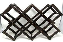 Wine Rack 8 Bottle Brown Wooden Collapsible Expands Storage Vintage Acco... - $14.78