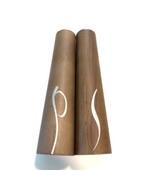 Salt and Pepper Shakers MCM Mid Century Modern Wood Tapered S P Wooden - $11.88