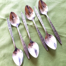 Ekco Eterna Stainless 6 Teaspoons Santiago Pattern Black Accent 6.5&quot; - £17.28 GBP