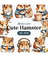 Bundle Watercolor Cute Hamster Clipart PNG - $2.99