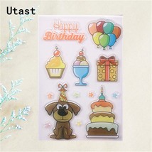Dog Birthday Cake Clear Silicone Stamps Scrapbook Decorative Craft Makin... - $11.26