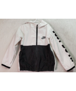 Nike Rain Jacket Kids Small 4-5y White Black Pockets Long Sleeve Hooded ... - £13.06 GBP